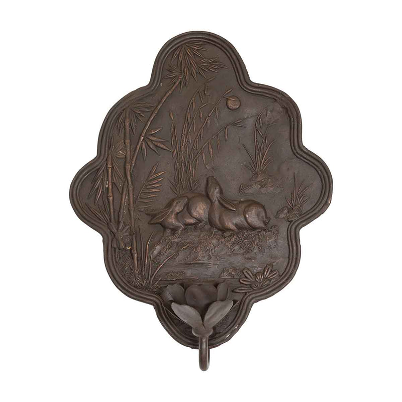 Vintage Bronze Candle Sconce with Rabbits and Bamboo in Dark Patina-Custom Bronze Statues & Fountains for Sale-Randolph Rose Collection
