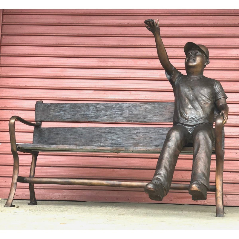 Noah on Bench with Toy Car-Custom Bronze Statues & Fountains for Sale-Randolph Rose Collection