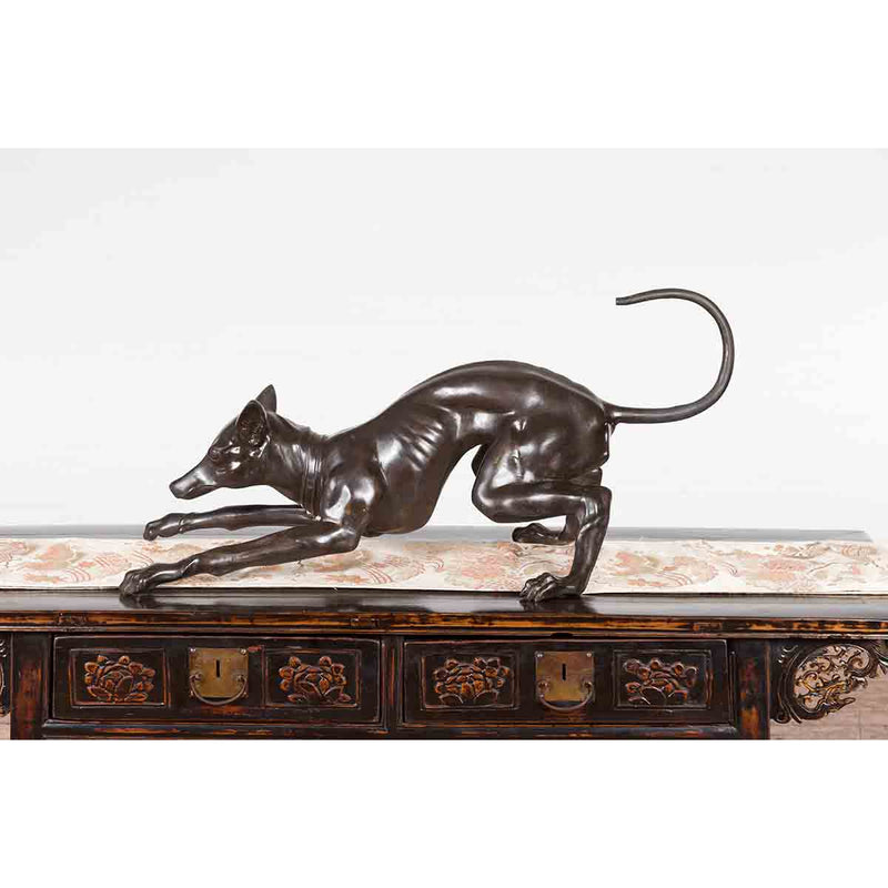 Greyhound Dog in Playful Position-Custom Bronze Statues & Fountains for Sale-Randolph Rose Collection