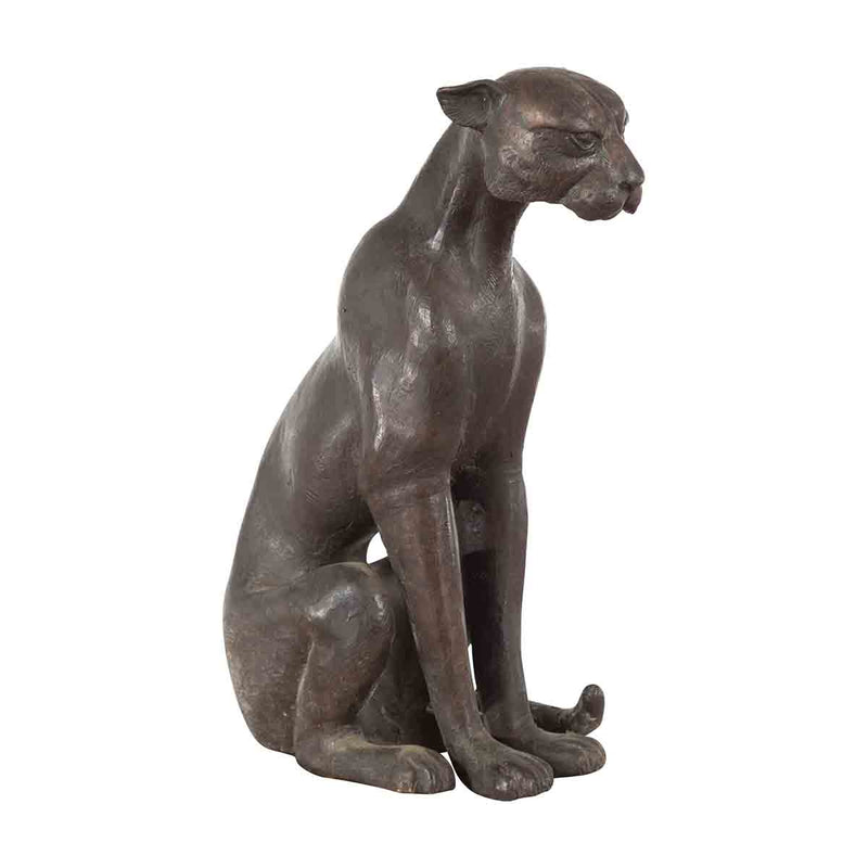 Vintage Lost Wax Cast Bronze Statue of a Sitting Cat with Bronze Patina-Custom Bronze Statues & Fountains for Sale-Randolph Rose Collection