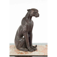 Small Bronze Statue of A Panther Sitting-Custom Bronze Statues & Fountains for Sale-Randolph Rose Collection