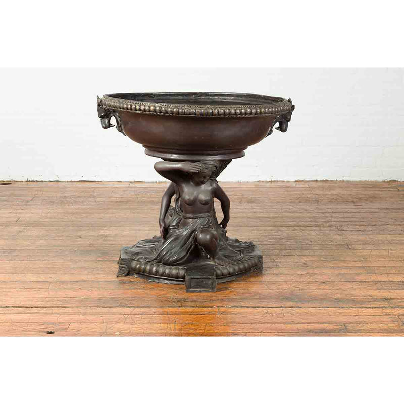 Vintage Bronze Greco-Roman Style Allegory of the Summer Planter with Dark Patina-Custom Bronze Statues & Fountains for Sale-Randolph Rose Collection