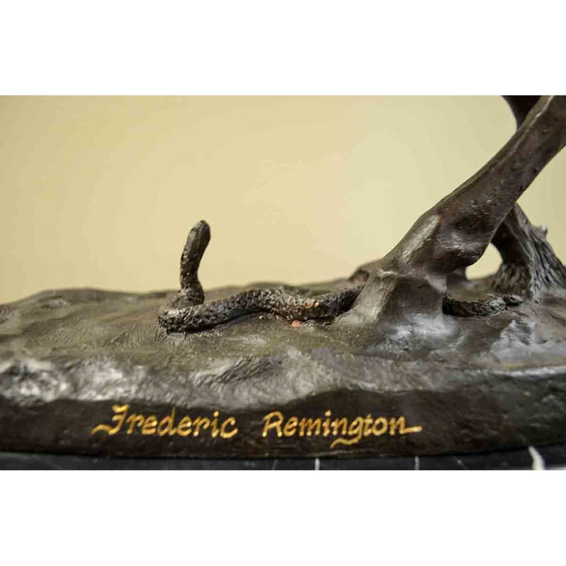 Frederic Remington Rattlesnake Cowboy on Marble Base-Custom Bronze Statues & Fountains for Sale-Randolph Rose Collection