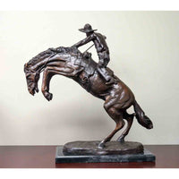 Bronco Buster Bronze Sculpture on Marble Base, after Frederic Remington-Custom Bronze Statues & Fountains for Sale-Randolph Rose Collection