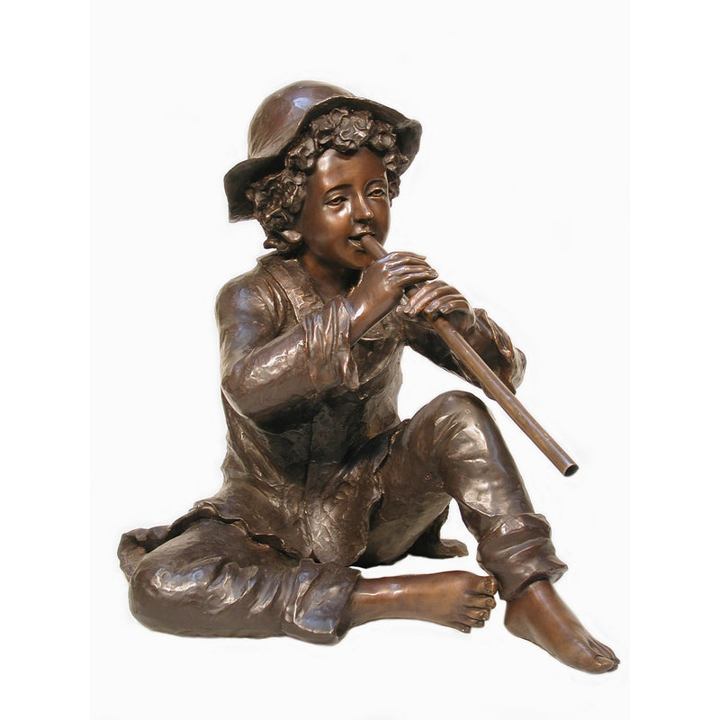 Bronze Statue of a Boy Playing Flute - Randolph Rose Collection