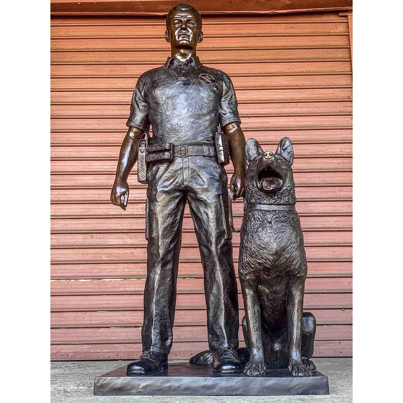 Custom Policeman & German Shepherd K9 Dog-Custom Bronze Statues & Fountains for Sale-Randolph Rose Collection