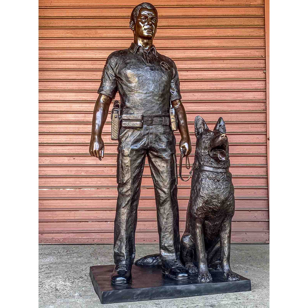 Custom Policeman & German Shepherd K9 Dog-Custom Bronze Statues & Fountains for Sale-Randolph Rose Collection