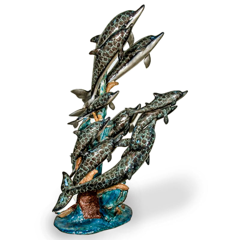 Ten Dolphins on the Move Bronze Fountain-Custom Bronze Statues & Fountains for Sale-Randolph Rose Collection
