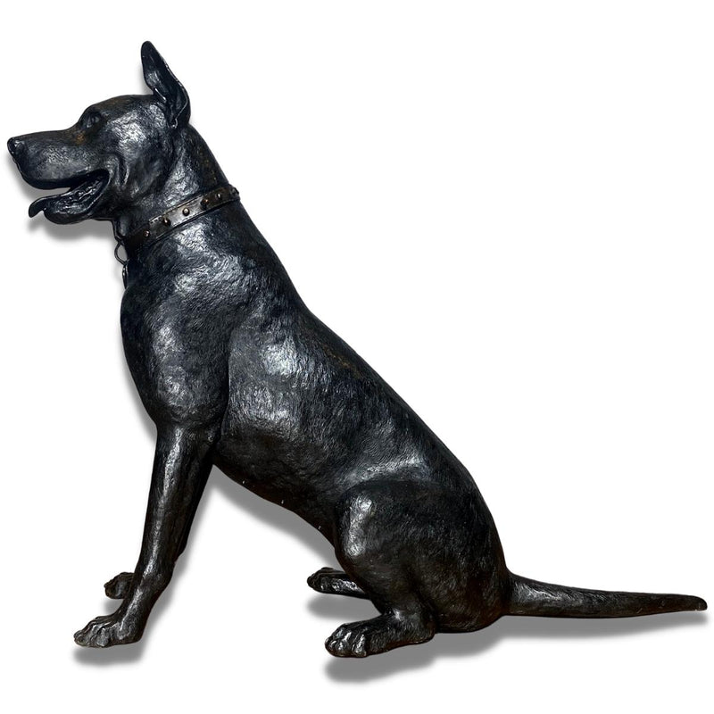 Custom Bronze Dog Statue Sitting in Garden - Randolph Rose Collection