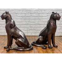 Custom Bronze Pair of Modern Sitting Mountain Lions-Custom Bronze Statues & Fountains for Sale-Randolph Rose Collection
