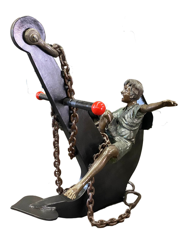Boy on Anchor Bronze Statue-Custom Bronze Statues & Fountains for Sale-Randolph Rose Collection
