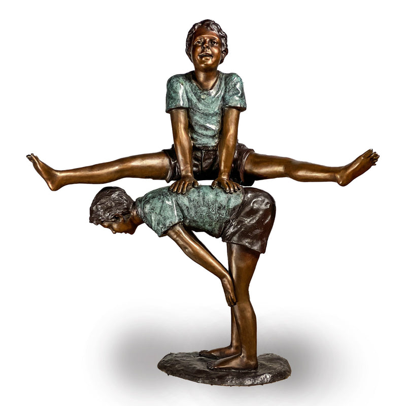 Brothers Playing Leapfrog Bronze Statue | Randolph Rose Collection