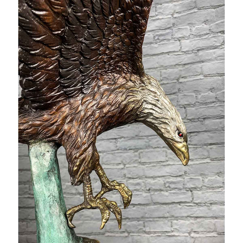 Eagle with Wings Spread Swooping Down on Marble Base-Custom Bronze Statues & Fountains for Sale-Randolph Rose Collection