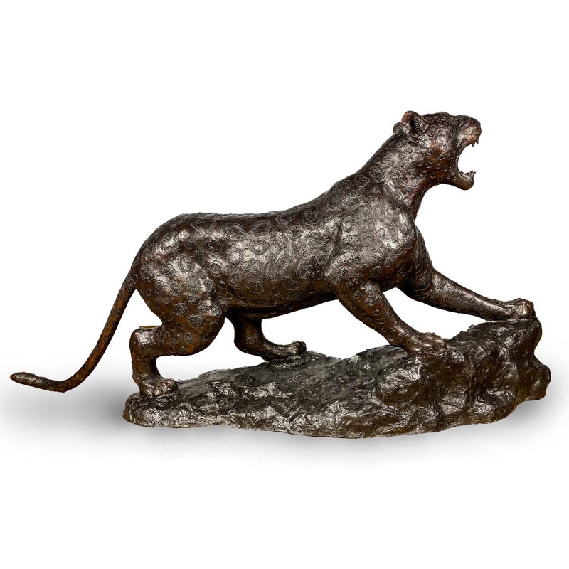Jaguar on Rock Bronze Garden Wildcat Statue - Randolph Rose Collection