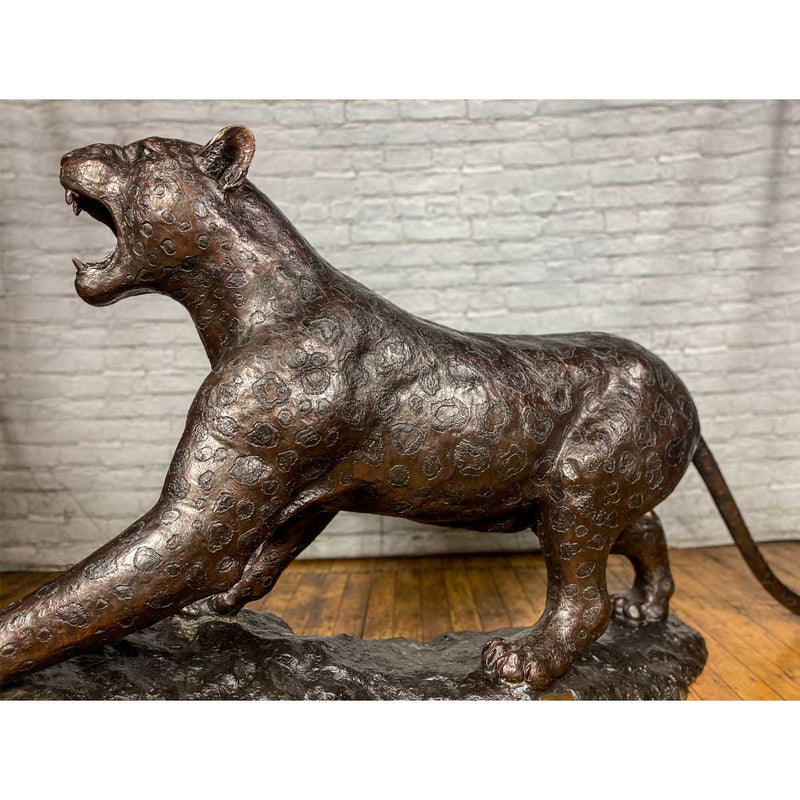 Jaguar on Rock Bronze Statue-Custom Bronze Statues & Fountains for Sale-Randolph Rose Collection