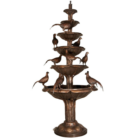 Six Tier Fountain with Long-tailed Birds