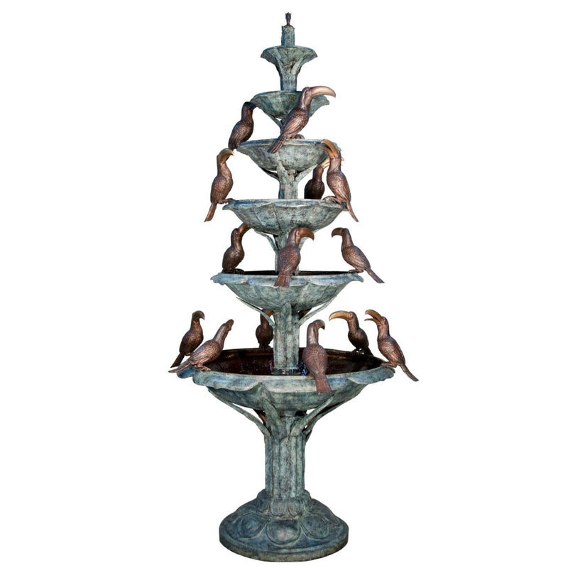 Six Tier Fountain with Toucan Birds-Custom Bronze Statues & Fountains for Sale-Randolph Rose Collection