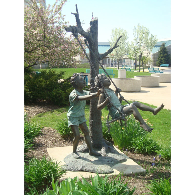 Bronze Statue of  Two Children on Swing