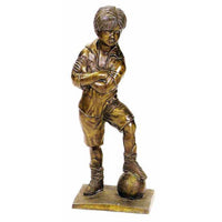 Bronze Sports Statue of Boy Playing Soccer