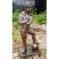Bronze Sports Statue of Boy Playing Soccer