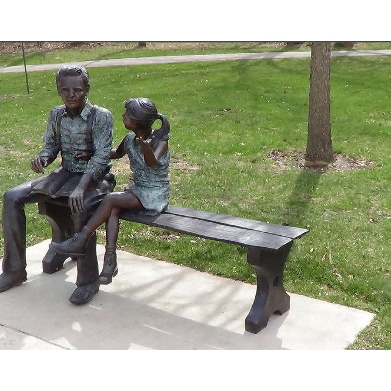 Family Bronze Statue - Child and Grandfather