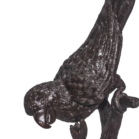 Bird Leaning on a Branch Bronze Sculpture
