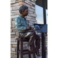 Student Studies Children's Bronze School Statue