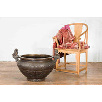 Bronze Planter with Foo Dog Guardian Lions and Meander Motifs