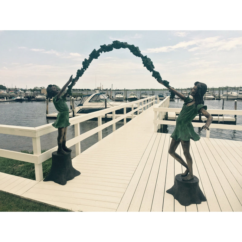 Bronze Sculpture Girls Playing Jump Rope Flower Arbor