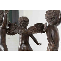 Vintage Cast Bronze Dancing Cherubs Coffee Table Base with Dark Patina-Custom Bronze Statues & Fountains for Sale-Randolph Rose Collection