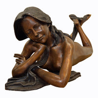 Bronze Statue Garden Maiden Outdoor Female Art