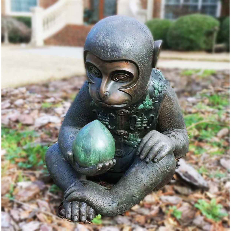 Monkey Holding a Peach-Custom Bronze Statues & Fountains for Sale-Randolph Rose Collection