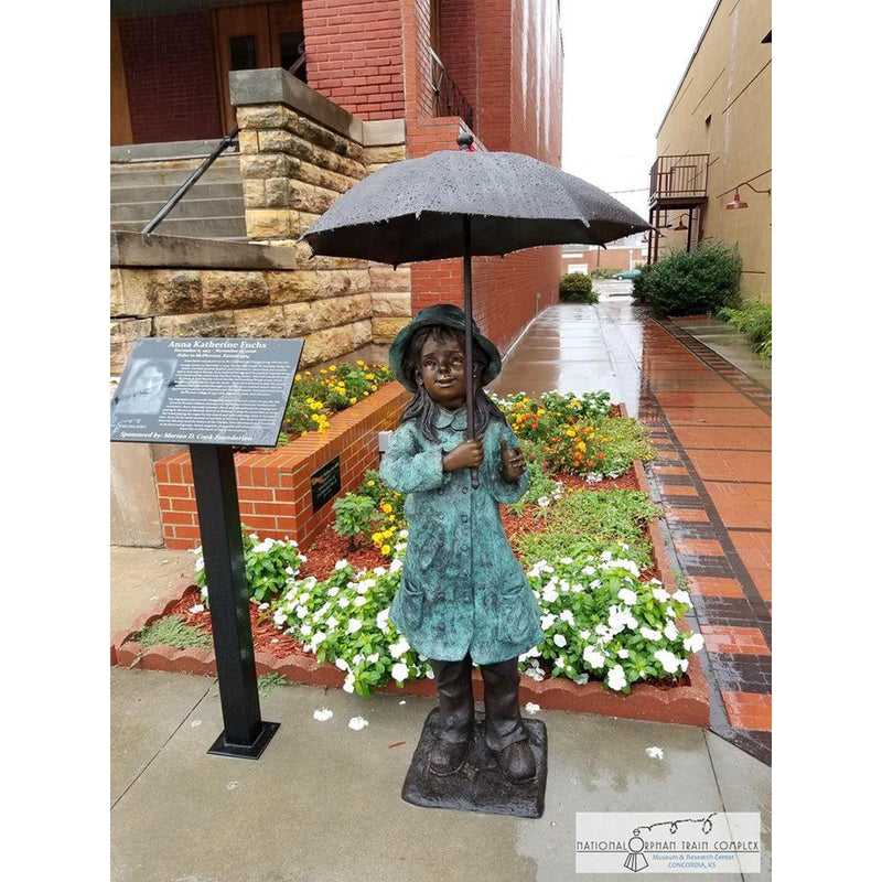 Rainy Days Girl Bronze Statue-Custom Bronze Statues & Fountains for Sale-Randolph Rose Collection
