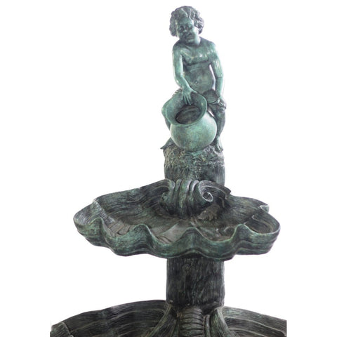 Bronze Cherub Two-Tier Fountain