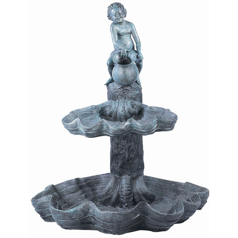 Bronze Cherub Two-Tier Fountain