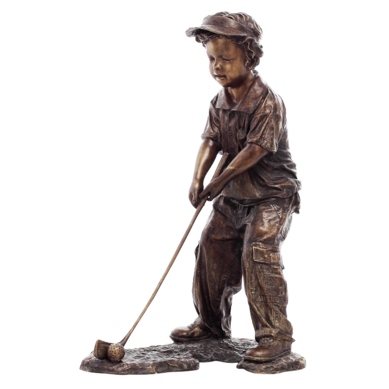Boy Playing Golf Children Garden Statue - Randolph Rose Collection
