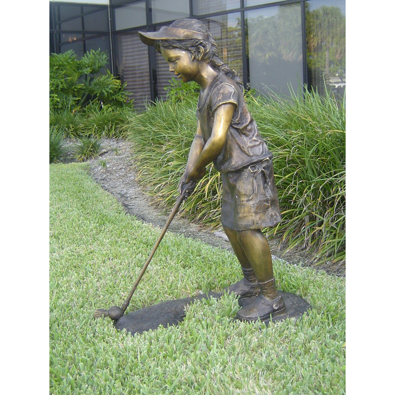 Bronze Girl Golf Statue