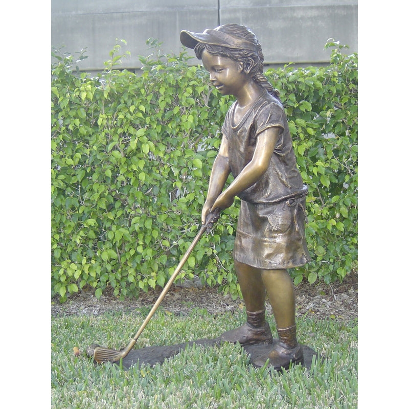 Bronze Golf Girl & Children Statues - Randolph Rose Collection
