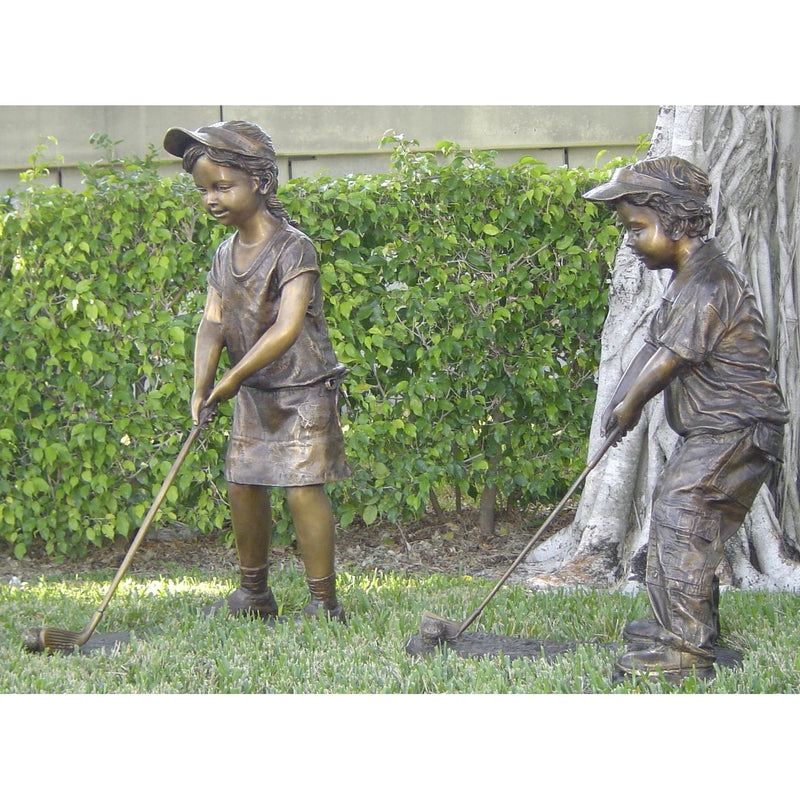 Bronze Sports Statue of a Boy Playing Golf 