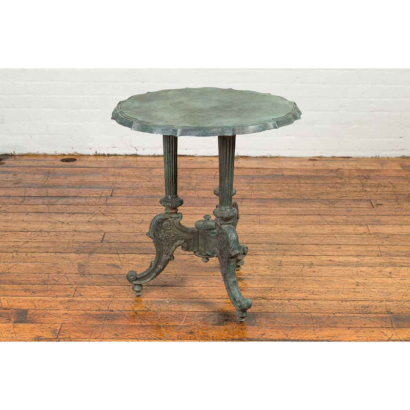 Verdigris Table with Fluted Legs-Custom Bronze Statues & Fountains for Sale-Randolph Rose Collection