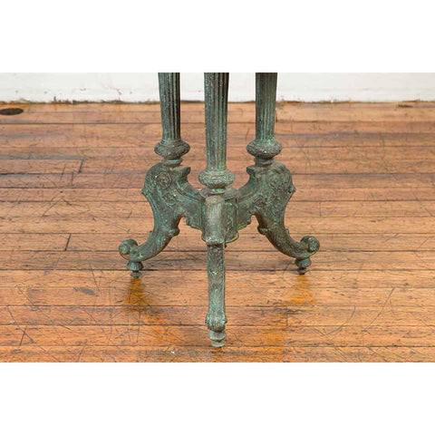 Verdigris Table with Fluted Legs
