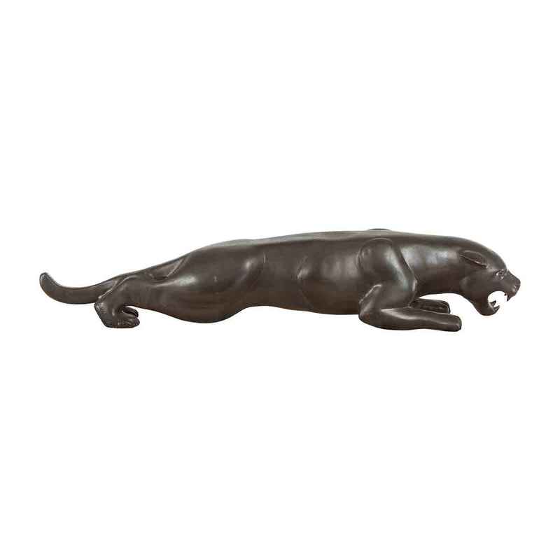 Vintage Cast Bronze Sculpture of Skulking Jaguar on the Prowl with Dark Patina-Custom Bronze Statues & Fountains for Sale-Randolph Rose Collection