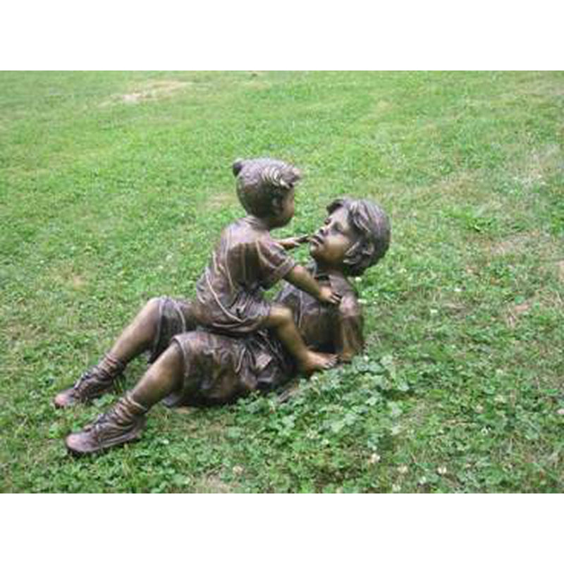 Bronze Statue of Brother and Sister Playing