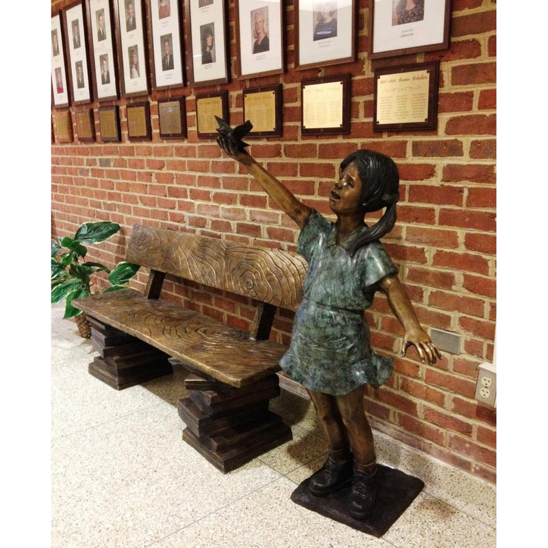 Bronze Book Buddy Bench with Back for Libraries and Schools