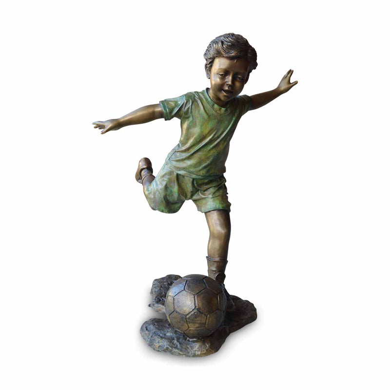 Soccer Action Boy in Training-Custom Bronze Statues & Fountains for Sale-Randolph Rose Collection
