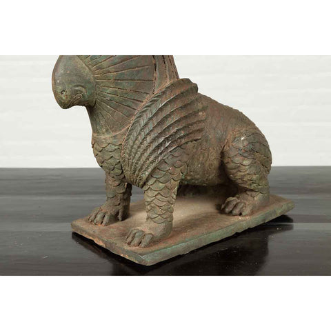 Bronze Mythical Griffin Style Animal Sculpture with Verde Patina