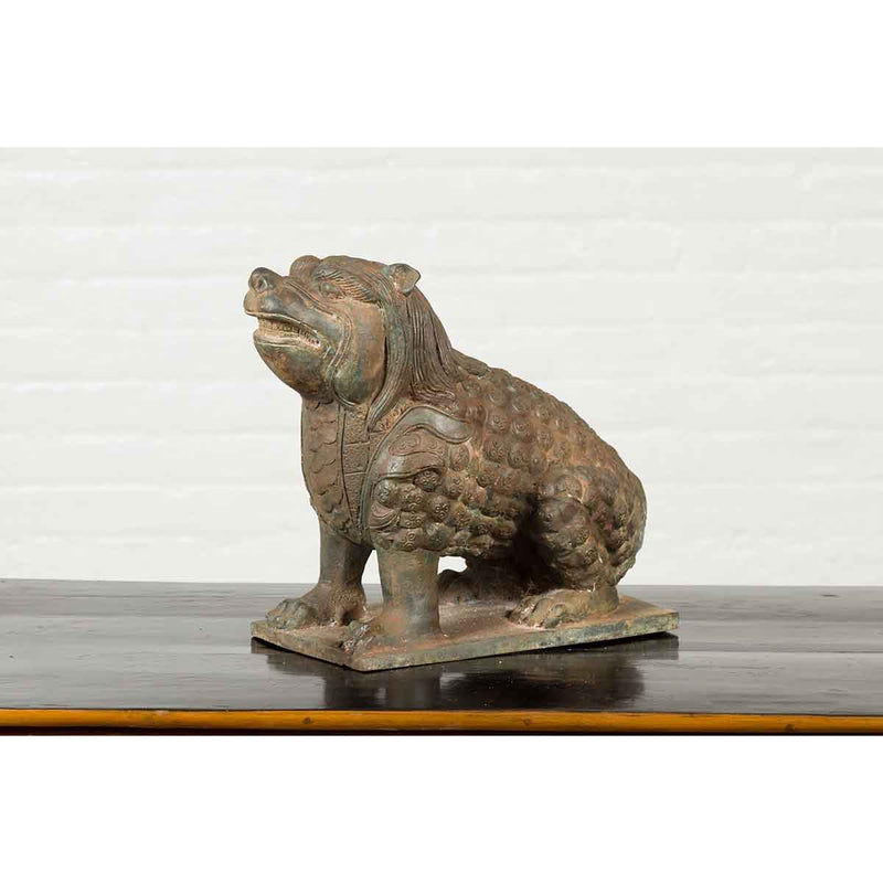 Bronze Mythical Boar Animal Sculpture on Rectangular Base-Custom Bronze Statues & Fountains for Sale-Randolph Rose Collection