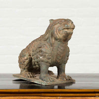 Bronze Mythical Boar Animal Sculpture on Rectangular Base