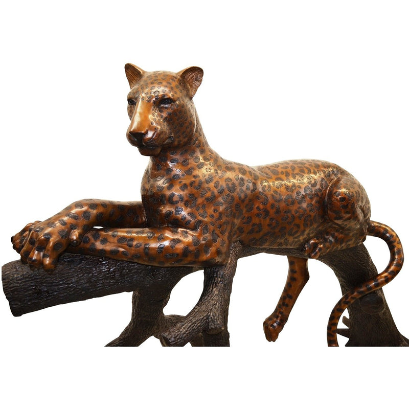 Leopard Statue Cheetah Figurine Brass Antique Lifelike Handmade Animal  Sculpture 