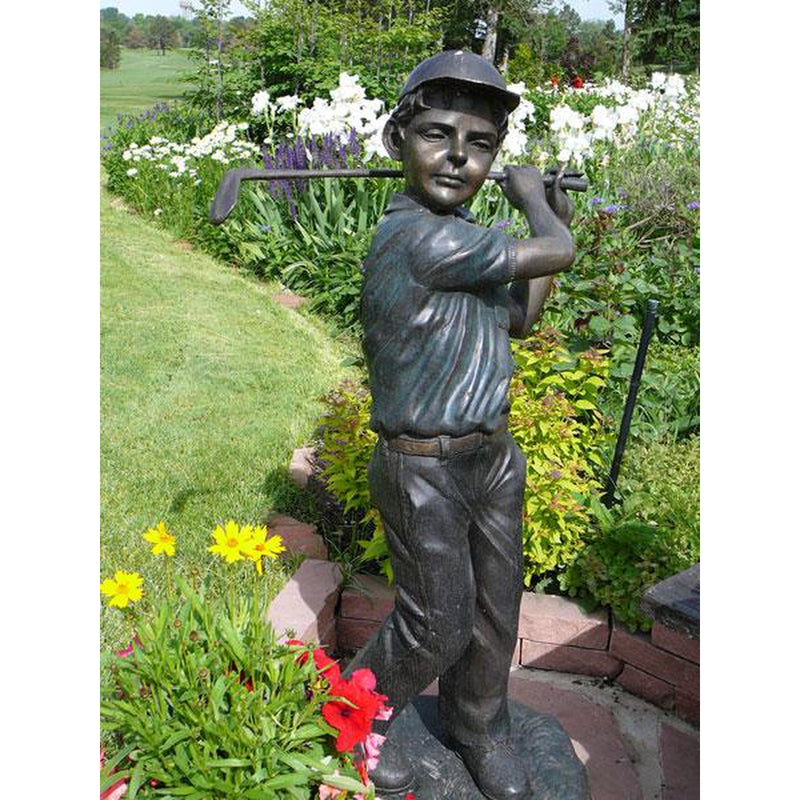 Bronze Statue of a Boy Playing Golf